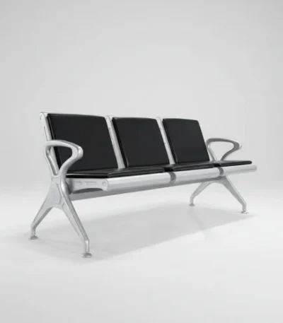Stainless Steel Bench with Fibre Cushion - Black - main product view