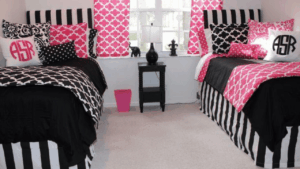 Stylish dorm room with practical furniture and student-friendly décor