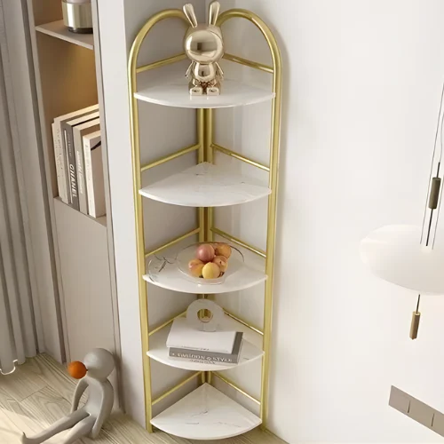 5 Tier Luxury Gold Corner Shelf – main product view