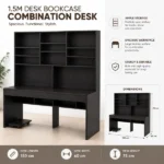 1.5M Desk Bookcase Combination Desk – product view 4