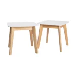 Walker Edison Retro Modern End Table, Set of 2 - White/natural - main product view