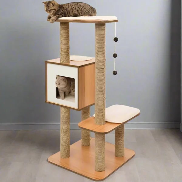 Vesper Cat Tree - Scratching Post with Condo - Walnut Furniture - main product view