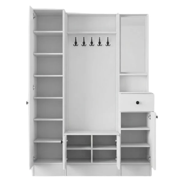 Shoe Storage Wardrobe + Coat Hanger - White Color