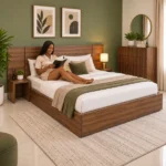 Platform Bed Frame Design with Chest of 8 Drawers