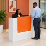 Modern Wood Reception Table - 1.2m orange