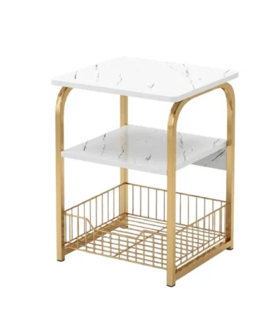 White Marble Side Table with Gold Frame - main product view
