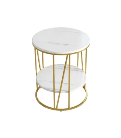 Round Nordic Side Table with Gold Frame - main product view