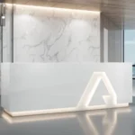 2.4 Meters Modern White Reception Desk with Led Light - main product view