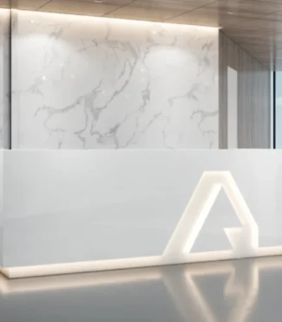 2.4 Meters Modern White Reception Desk with Led Light - main product view