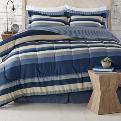 Austin 8-Piece King Reversible Bedding Comforter Set - 100% Polyester - Blue – main product view