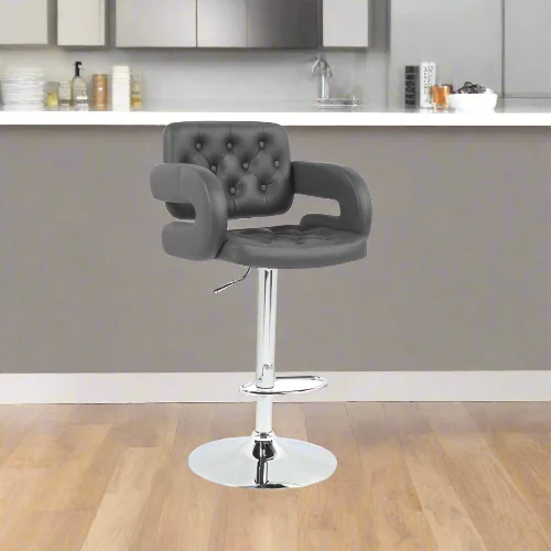 Comfy 360° Swivel Button Bar Stool - Black - front product view