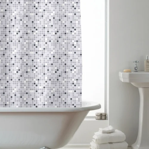Country Club Shower Curtain – Black & White Mosaic - main product view