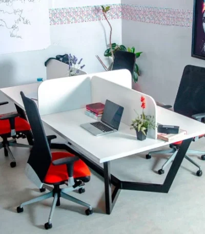 Eclectic 4 Man Workstation Office Desk - main product view