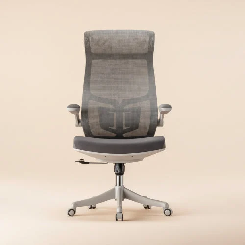 Ergonomic executive mesh office chair – front view in black