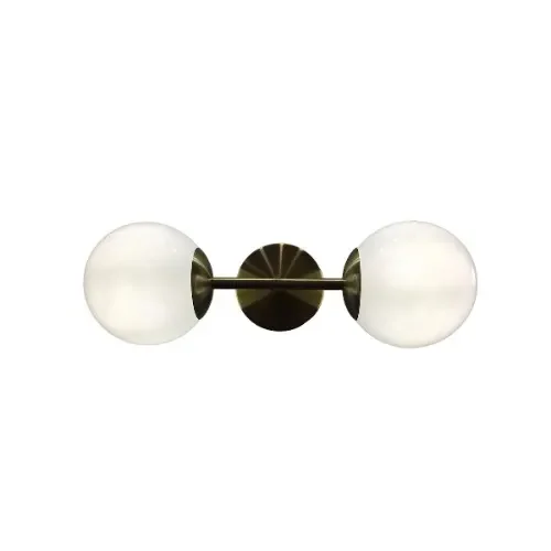 Globe Brushed Brass and Opal Wall Light – main product view