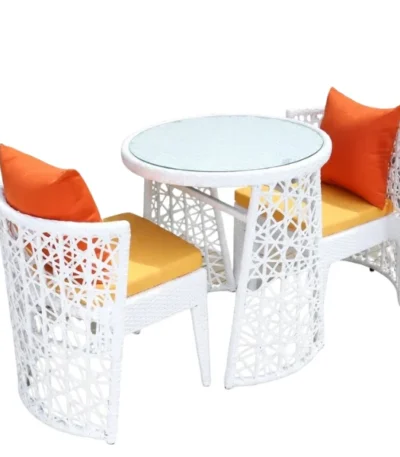 2 Seater Shaggy Round Compact Rattan Bistro Furniture Set - main product view