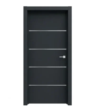 HDF Modern Black Linear Accent Interior Door – main product view