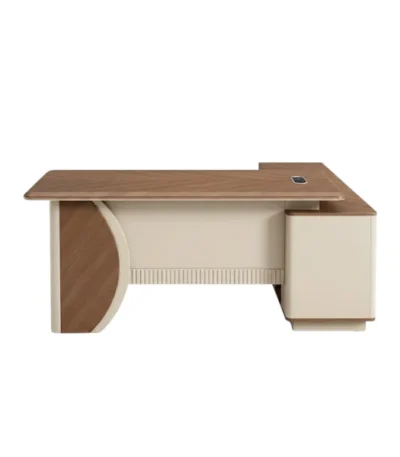 Modern Chevron Wood-Grain Executive L-Shaped Desk - 1.6 Meters – main product view