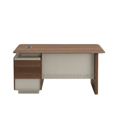 Modern Walnut Beige Executive Office Desk 1.6 Meters – main product view