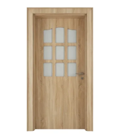 HDF Modern Oak 9-Panel Glass Interior Door – main product view