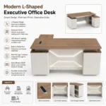 Modern L-Shaped Executive Office Desk – product view 4