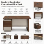 Modern Walnut Beige Executive Office Desk 1.6 Meters – product view 4
