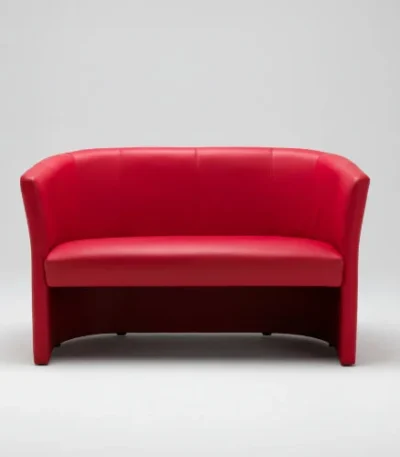 Nero Red PU Leather Tub Sofa 2-Seater Reception Seat - main product view
