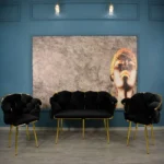 Olinpa Laura Tea Set with Gold Foot - Black - main product view