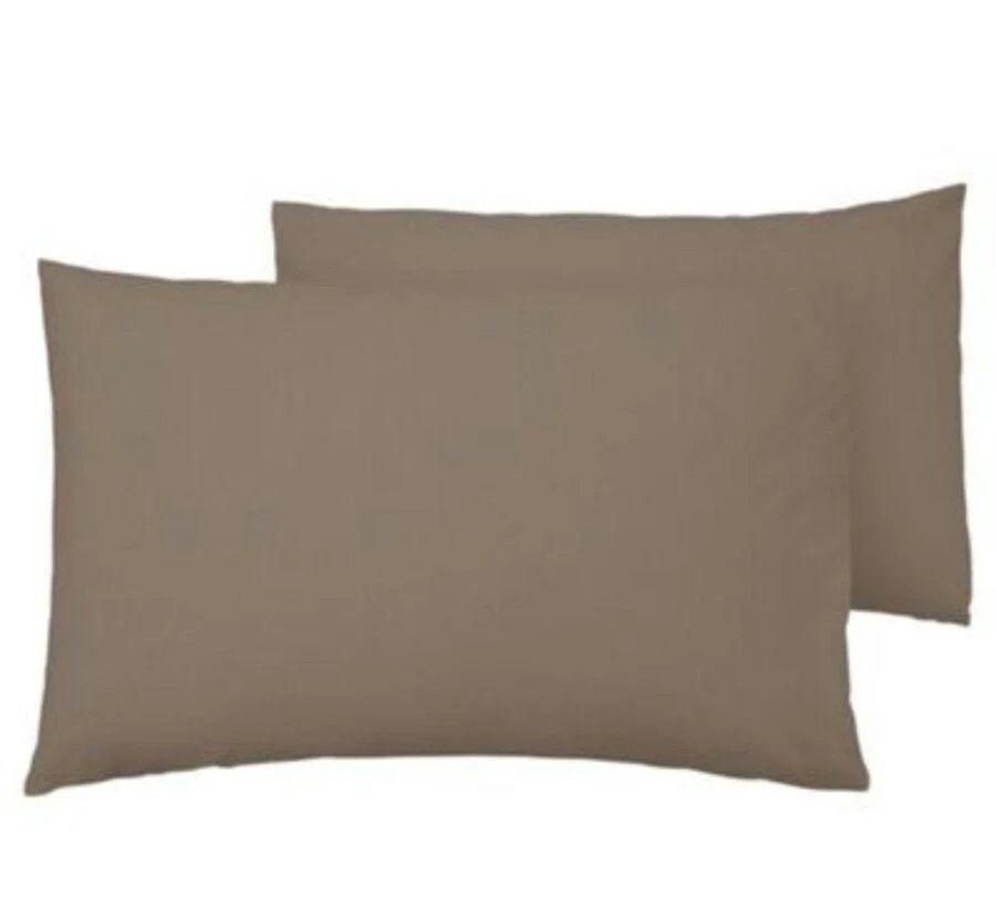 2 Standard Plain Dye Mocha Pillowcase Pair – main product view