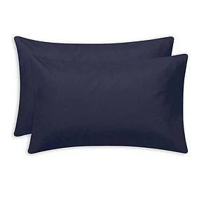2 Standard Plain Dye Navy Blue Pillowcase Pair – main product view