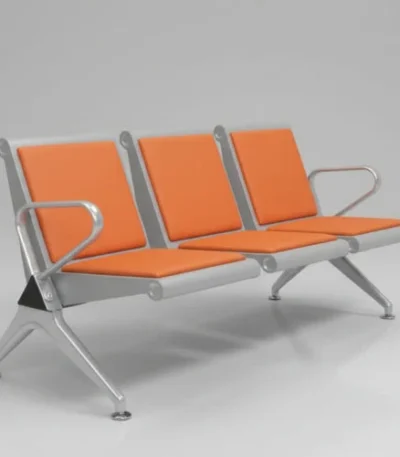 Stainless Steel Bench with Leather Cushion - Orange - main product view