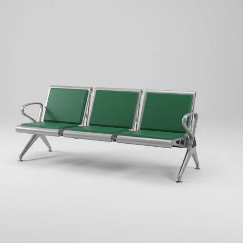 Stainless Steel Bench with Leather Cushion - Green - front product view