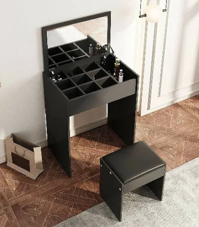 Vanity Makeup Table Set with Flip Top Mirror - main product view