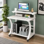 90 cm Mobile Compact Laptop Table - White and White Leg – product view 3