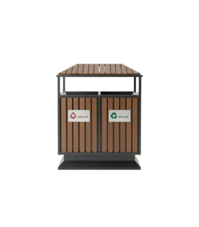 Anti-Rust Outdoor Dual-Compartment Waste Bin – main product view