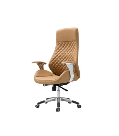 High Back Brown Leather Executive Swivel Office Chair with Arms - main product view