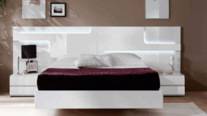 Comfortable modern bed in a stylish bedroom
