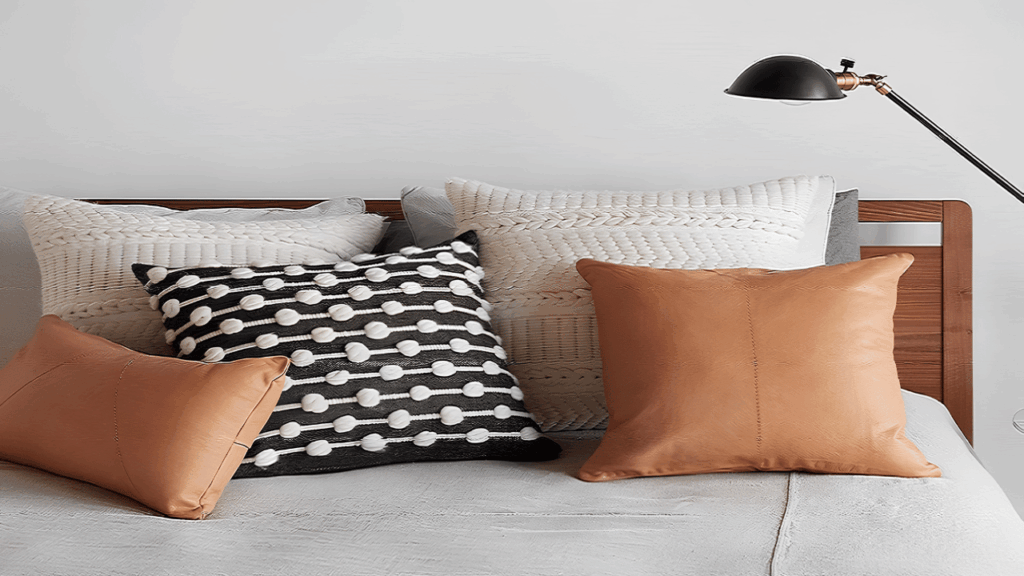 Decorative throw pillows arranged on a sofa to enhance comfort and complement the home décor
