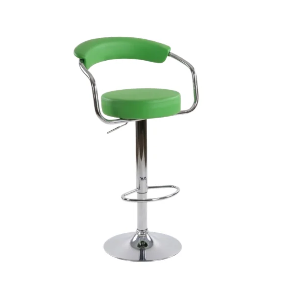 Green chrome bar stool with backrest - front view