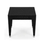 Black Synthetic Woven Rattan Outdoor Side Table – main product view