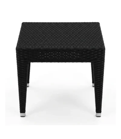 Black Synthetic Woven Rattan Outdoor Side Table – main product view
