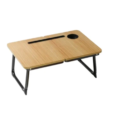 Foldable Laptop Bed Table with Cup Holder and Device Slot – main product view