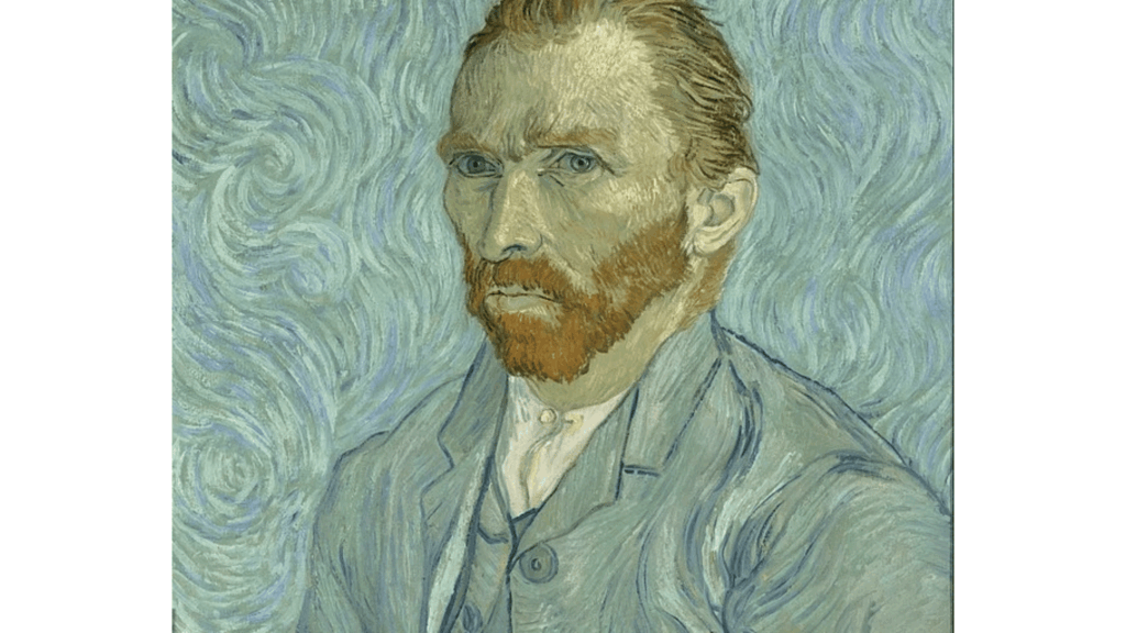 Beginner-friendly self-portrait painting process showing a person using a reference photo, sketching facial features, and applying layers of paint.