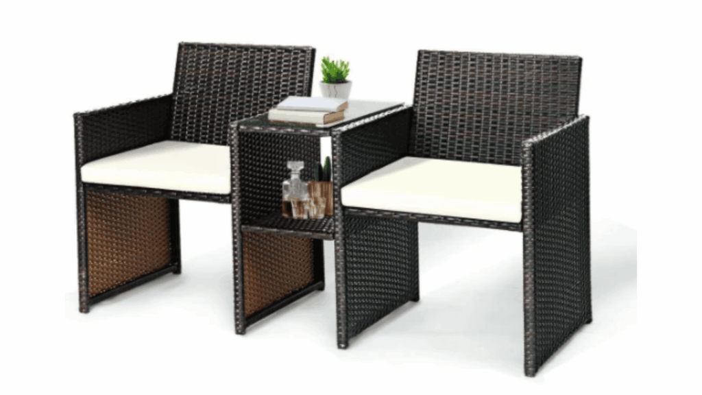Stylish loveseat seating arrangement in a comfortable living room, providing compact seating for two people with coordinated home décor.