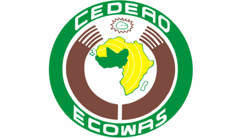 ECOWAS trade and market integration represented by West African countries, cross-border commerce, regional markets, transportation, and business connections.
