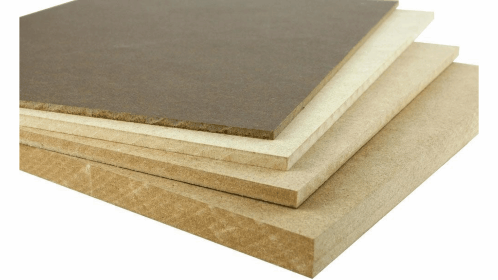 MDF and HDF wood-based panels displayed for comparison, showing differences in density, strength, texture, applications, and finishes.