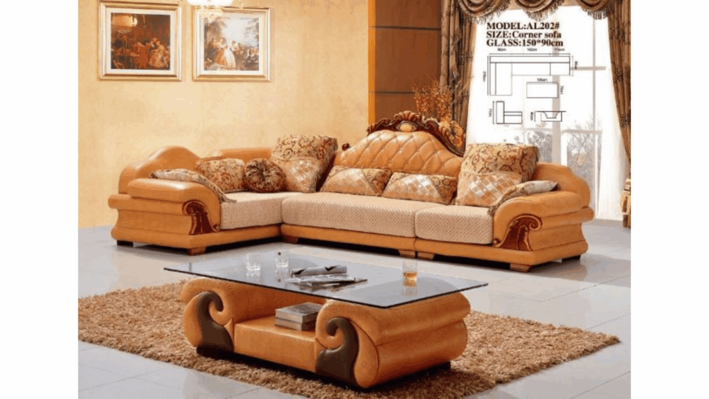 Modern sectional sofa arranged in a spacious living room, offering versatile seating for family gatherings, relaxation, and entertaining.