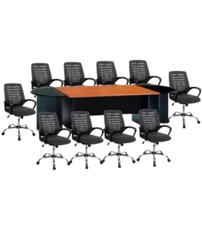 10-Seater Conference Table with 10 Victory Mesh Chairs – main product view