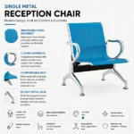Single Metal Reception Chair - Blue - additional product view