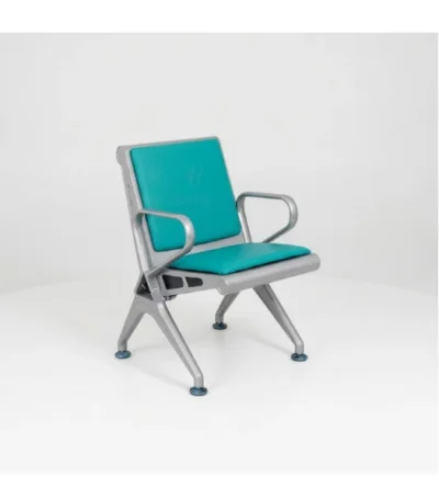 Single Seater Stainless Steel Airport Bench with Leather Cushion - Green - main product view